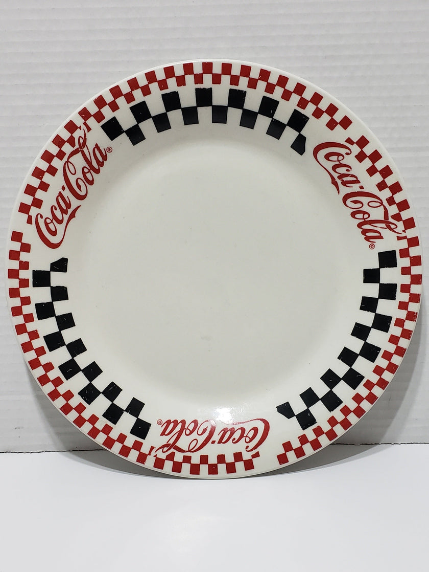 Coca-Cola Dinner Plate, Red/White/Black Checkered - Vintage 1996