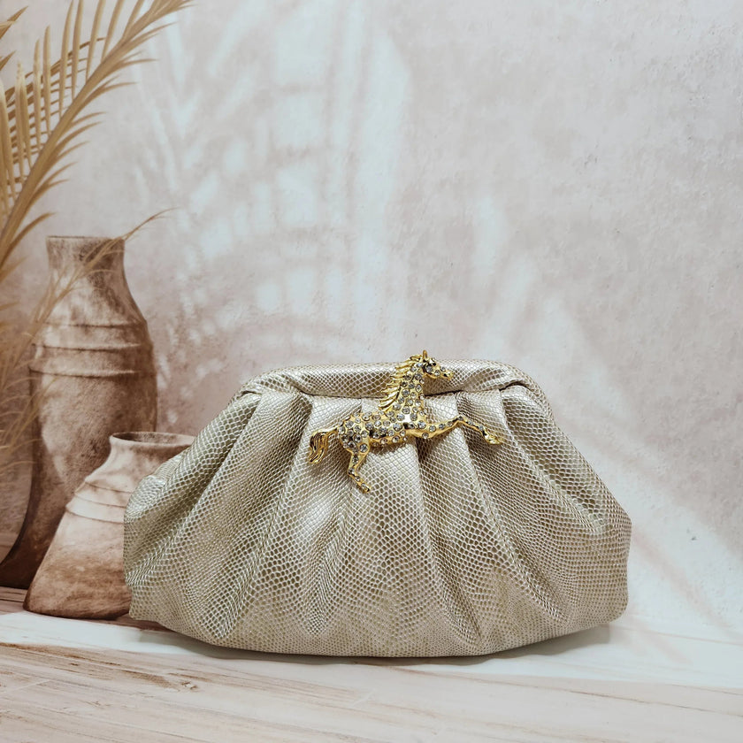 Ivory Stallion Cloud Clutch