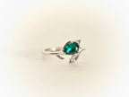 Emerald & Silver Leaf Ring | Size 9