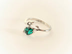 Emerald & Silver Leaf Ring | Size 9