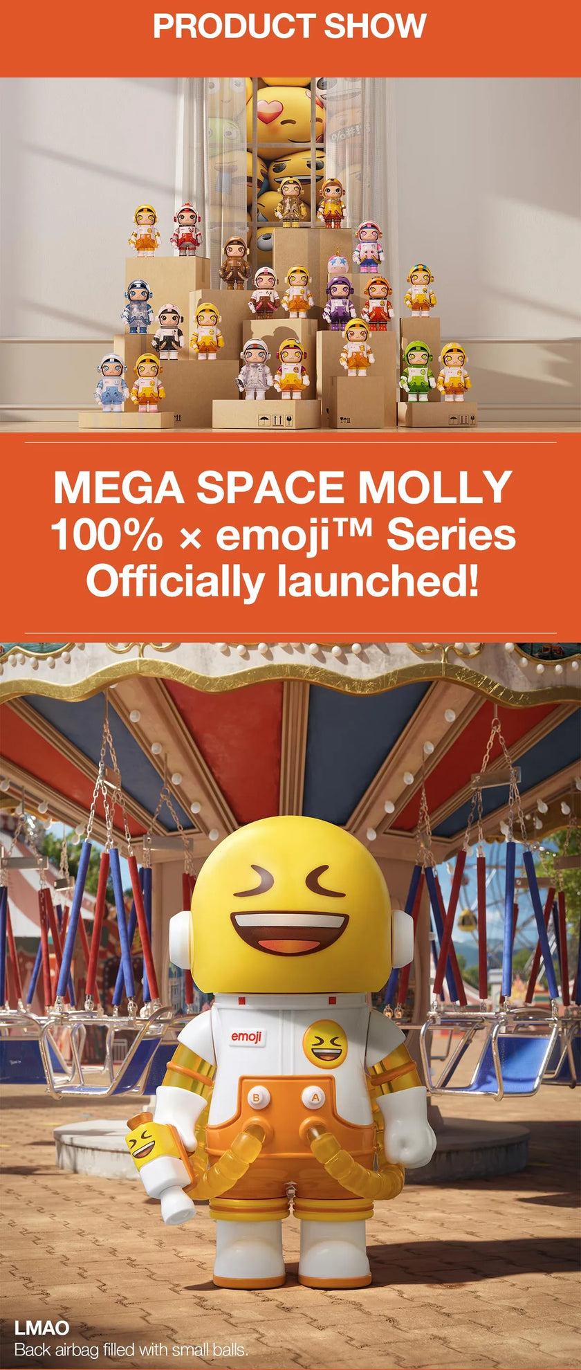 Pop Mart Mega Space Molly 100% x Emoji Series Blind Box (1 Random Box)