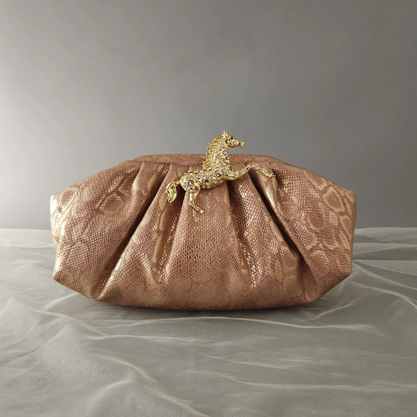 Rose Bronze Stallion Cloud Clutch