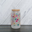 Spring Vibes Flower Frosted Can with Bamboo Lid