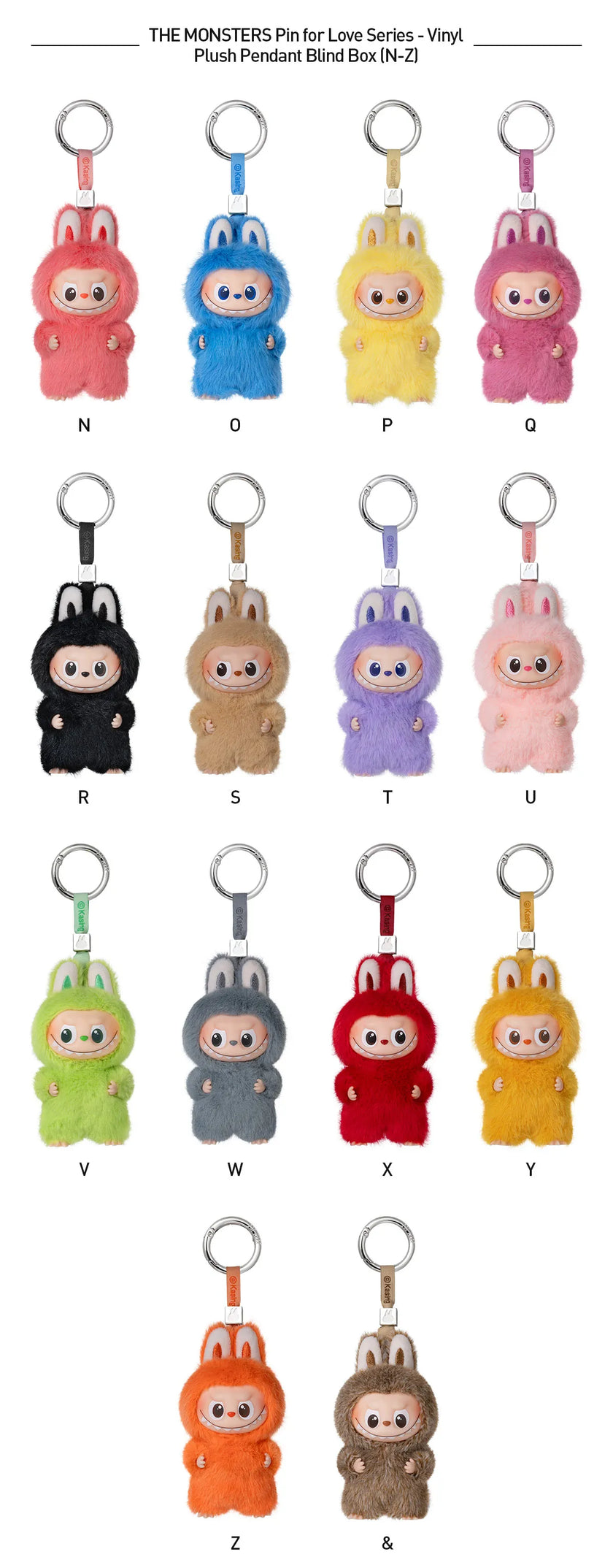 Labubu - The Monsters Pin for Love Series (N-Z) Vinyl Plush Pendant Blind Box (1 Random Box)