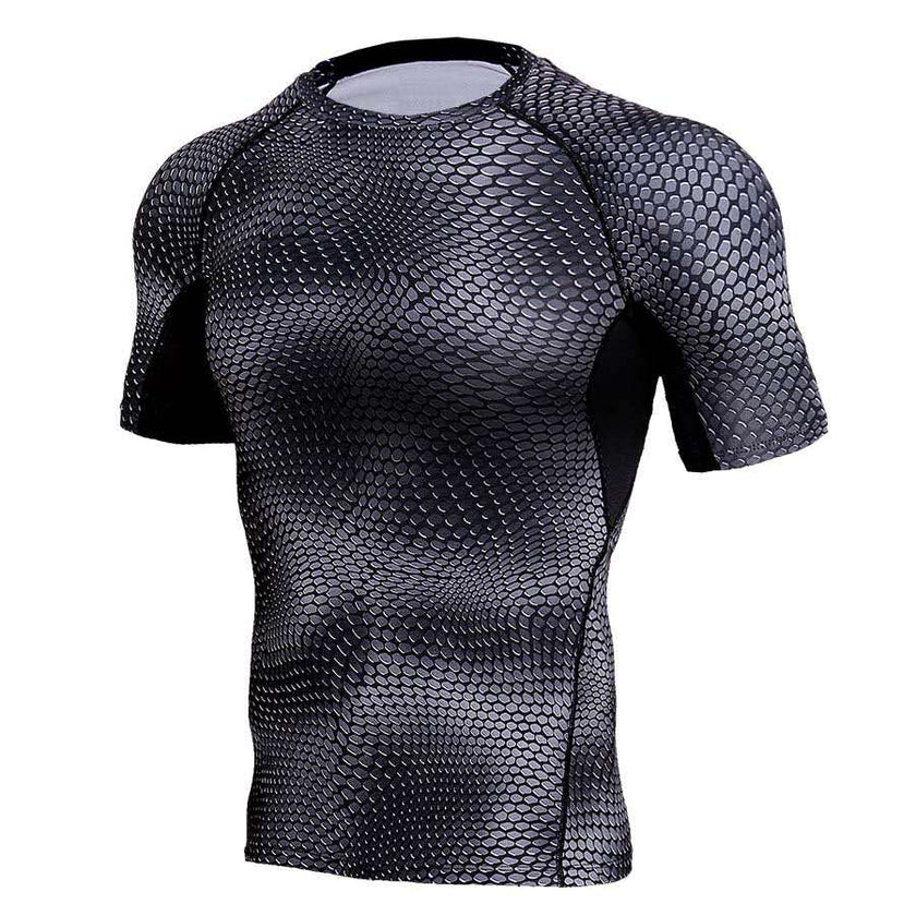 Men’s Gym Compression Shirt – Short Sleeve Workout Training & MMA BJJ Rash Guard