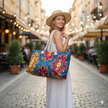 Colorful Mosaic Pattern Weekender Bag | Boho Tile Travel Tote | Mom Carryon | Mother's Gift