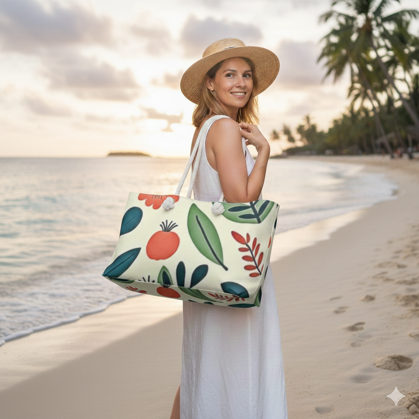 Botanical Floral Pattern Weekender Bag | Poppy Leaf Tote | Busy Mother| Baby Travel Beach Carryall