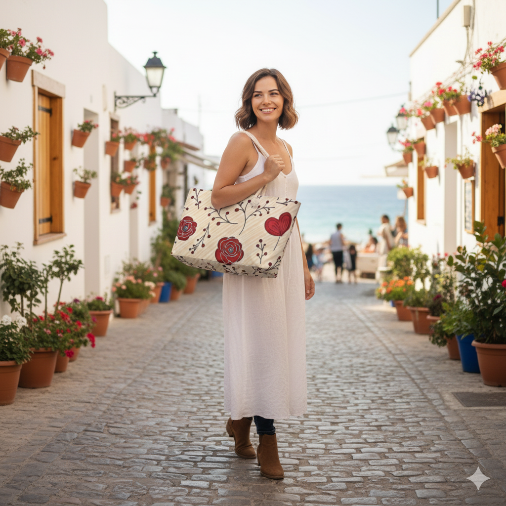 Floral Rose Pattern | Travel Weekender Tote | Heart Design | Busy Mom Carryon | Mother Gifts