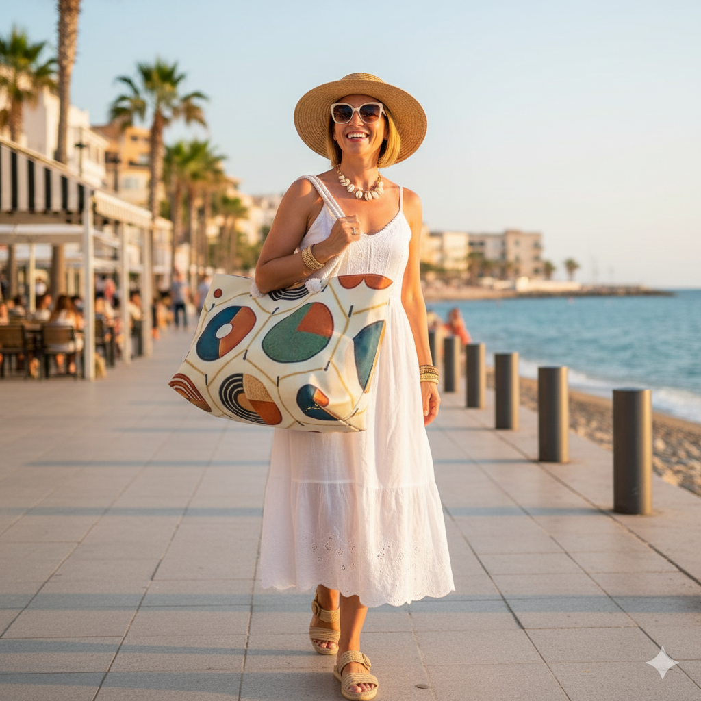 Mid-Century Geometric Circle Weekender Bag | Retro Abstract Tote | Busy Mom Carryall | Baby Essentials Travel | Gift For Mom