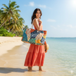 Tropical Feather Print Weekender Bag | Colorful Leaf Pattern | Large Tote Bag | mom on the go bag | everyday mom bag