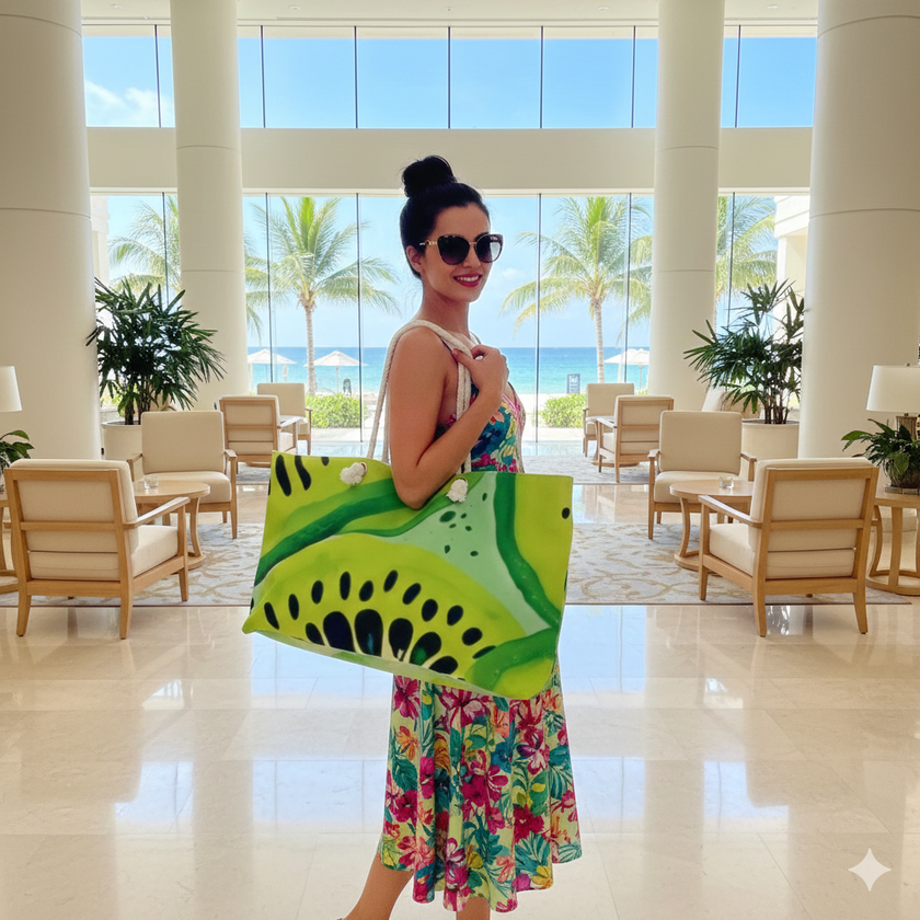 Kiwi Slices Weekender Bag | Tropical Fruit Beach Tote | Busy Mom Carryon