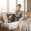 Abstract Paint Splatter Woven Pillow | Colorful Splash Pattern Cushion