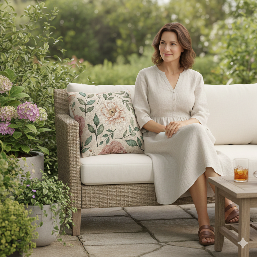 Vintage Floral Woven Pillow | Tapestry Rose Leaf Throw Pillow