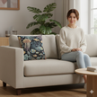 Underwater Jellyfish and Fish Woven Pillow | Ocean Reef Tapestry Cushion