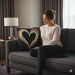 Painted Heart Pillow | Woven Decorative Pillow, Boho Heart Throw Pillow