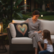 Handpainted Heart Woven Pillow | Boho Heart Decorative Pillow