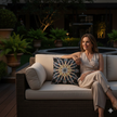 Starburst Mandala Woven Pillow | Geometric Boho Throw Cushion