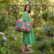 Colorful Floral Pattern Weekender Bag | Bright Boho Flower Tote