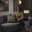 Geometric Mandala Woven Pillow | Boho Mosaic Throw Cushion