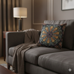 Geometric Mandala Woven Pillow | Boho Tile Decorative Cushion
