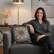 Geometric Mandala Woven Pillow | Boho Tile Decorative Cushion