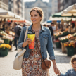 Sunset Swirl Stainless Steel Travel Mug — Insulated Orange & Yellow Marble Drink Tumbler