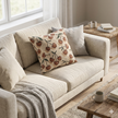 Cherry Pattern Woven Pillow — Rustic Farmhouse Decorative Throw Cushion