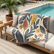 Botanical Leaves Woven Blanket — Reversible Floral Throw for Living Room & Bedroom