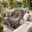 Kaleidoscope Mandala Woven Blanket — Boho Decorative Throw for Living Room & Gift