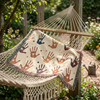 Handprint Woven Blanket — Cozy Decorative Throw with Playful Handprint Pattern