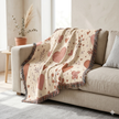 Heart Pattern Woven Blanket — Boho Floral Throw for Cozy Living & Valentine Gifts