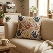 Woven Pillow — Boho Handprint Pattern Decorative Throw Pillow (Earth Tones)
