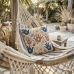 Woven Pillow — Boho Handprint Pattern Decorative Throw Pillow (Earth Tones)