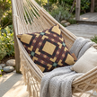 Woven Pillow — Geometric Boho Throw Pillow with Warm Earth Tones
