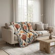 Woven Blanket — Boho Floral Throw Blanket, Vintage-Inspired Tulip & Poppy Pattern