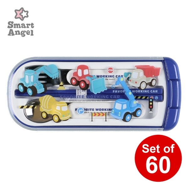 【日本製】[ ケース販売 ]  SmartAngel  抗菌トリオセット（はたらくくるま）×60個入 [西松屋]【日本出荷】