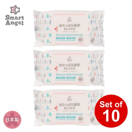 【日本製】[ ケース販売 ]  SmartAngel  水たっぷり厚手おしりふき 180枚（60枚×3個）[日本製]×10個入 [西松屋]【日本出荷】