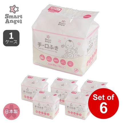 【日本製】[ ケース販売 ]  SmartAngel  手・口ふき 640枚（80枚×8個）×6個入 [西松屋]【日本出荷】