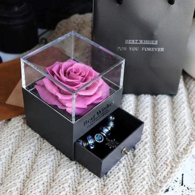 Eternal Flower Rose Jewelry Box for Birthday Presents Valentines Day Wedding Gift Box