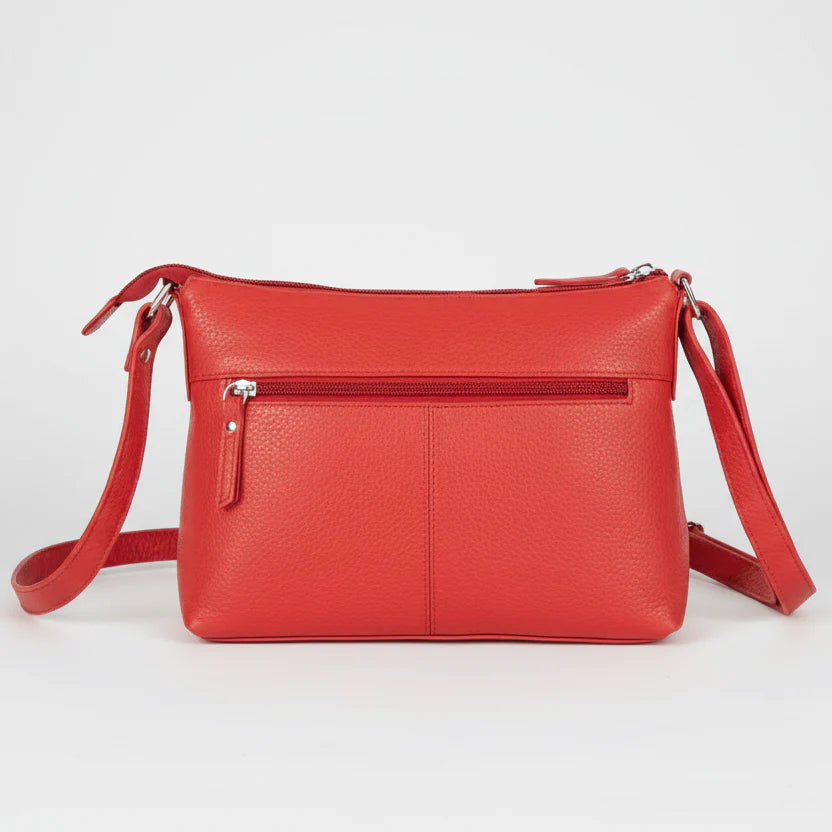 Greenwood Leather Multi-Pocket Crossbody Bag. Premium Pebbled Leather Handbag