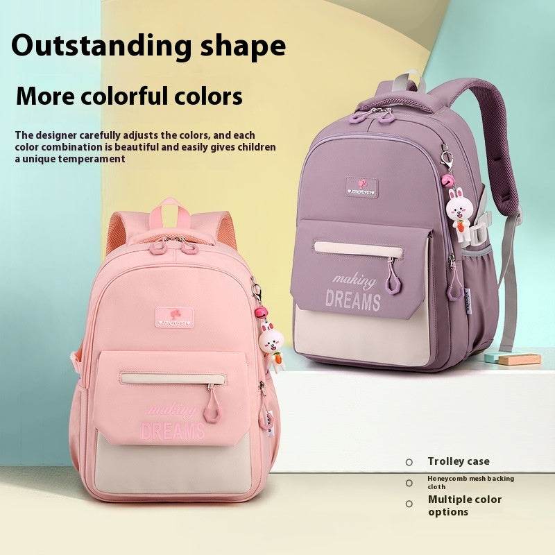 Kids’ Contrast Colour Schoolbag – Large Capacity bACKPACK