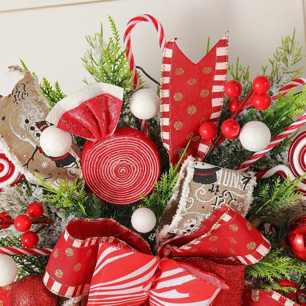 Christmas Wreath Candy Upside Down Tree Garland Artificial Xmas Ornament Hpme Porch Window Door Wall Hanging Decoration