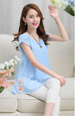 New Spring Summer Women Chiffon Loose Blouse  top O-Neck Short sleeve Plus size