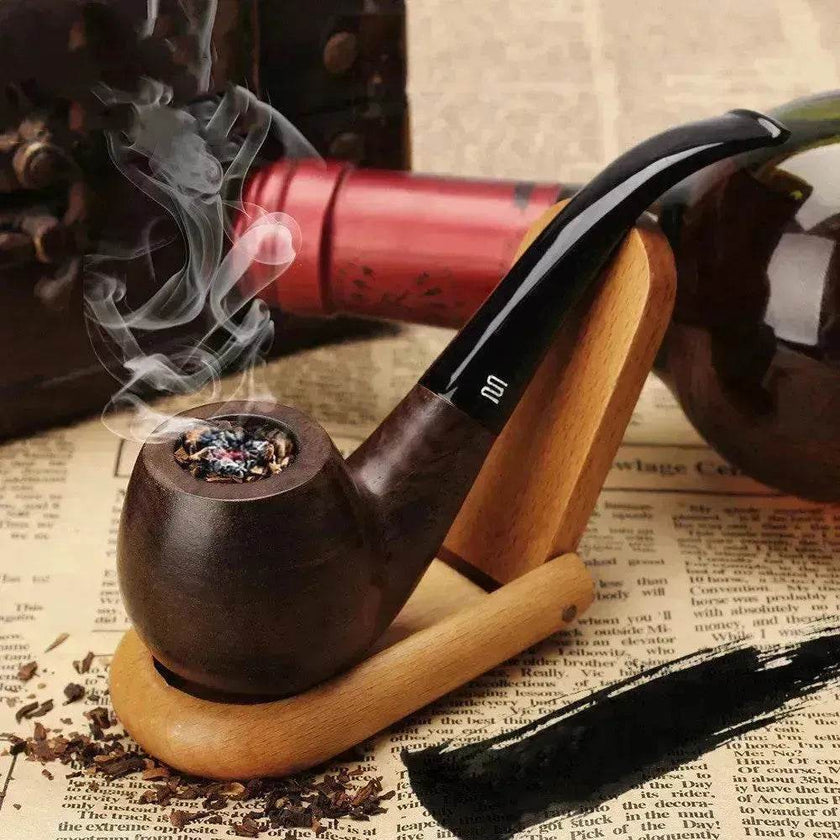 Wooden Pipe flue filter smoking set - ebony pipe