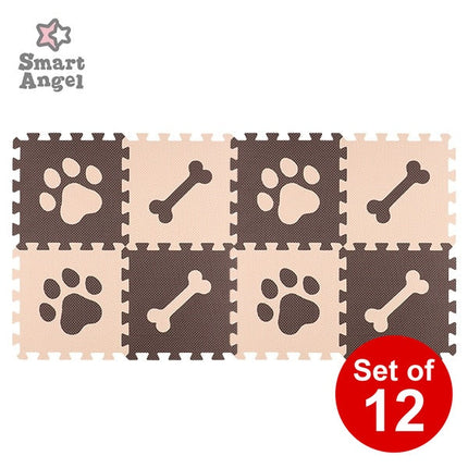 [ ケース販売 ]  SmartAngel  抗菌くみあわせマット 8枚入り（ブラウン&ベージュ:DOG）×12個入 [西松屋]【日本出荷】