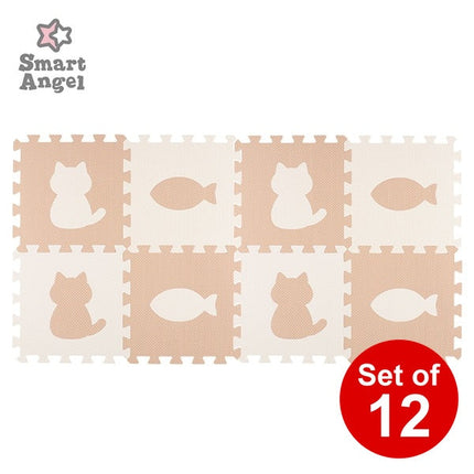 [ ケース販売 ]  SmartAngel  抗菌くみあわせマット 8枚入り（カフェラテ&ミルク:CAT）×12個入 [西松屋]【日本出荷】