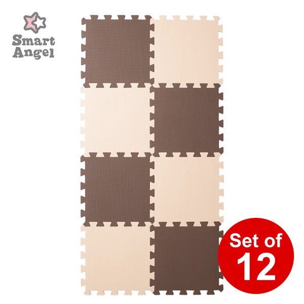 [ ケース販売 ]  SmartAngel  抗菌くみあわせマット８枚入り（ブラウン＆ベージュ）×12個入 [西松屋]【日本出荷】