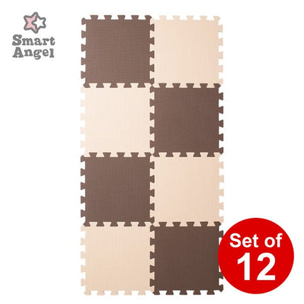 [ ケース販売 ]  SmartAngel  抗菌くみあわせマット８枚入り（ブラウン＆ベージュ）×12個入 [西松屋]【日本出荷】