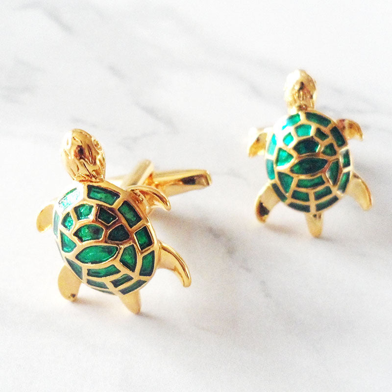 Men's Enamel Turtle Cufflinks – Copper Electroplated Animal Cufflinks | Canada & USA
