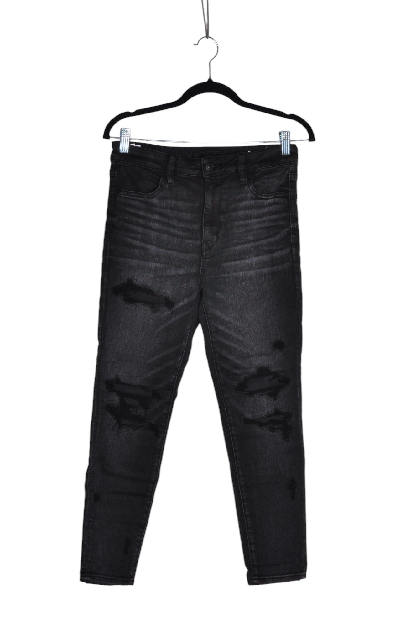 AMERICAN EAGLE Women Straight-Legged Jeans Regular fit in Black - 8